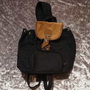 NWOT Y2K Vintage Black Canvas Mini Backpack with Suede top